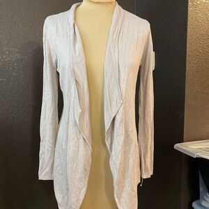 White House Black Market soft pink‎ metallic open front shawl collar cardigan